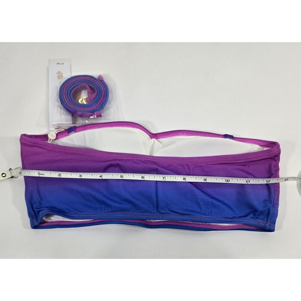 PilyQ Women's Size Small Ombre Purple 2 Piece Bikini Bandeau Top with Straps NWT - Picture 7 of 9